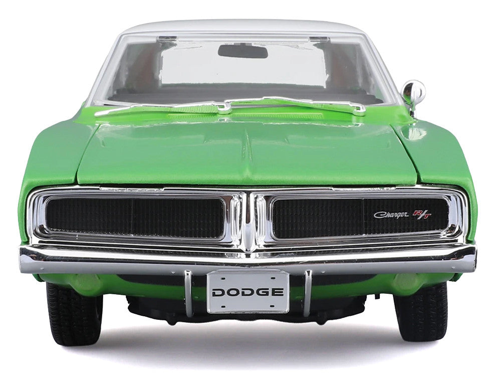 1969 Dodge Charger R/T Green Metallic with White Top and Tail Stripe "Special Edition" Series 1/18 Diecast Model Car by Maisto Maisto