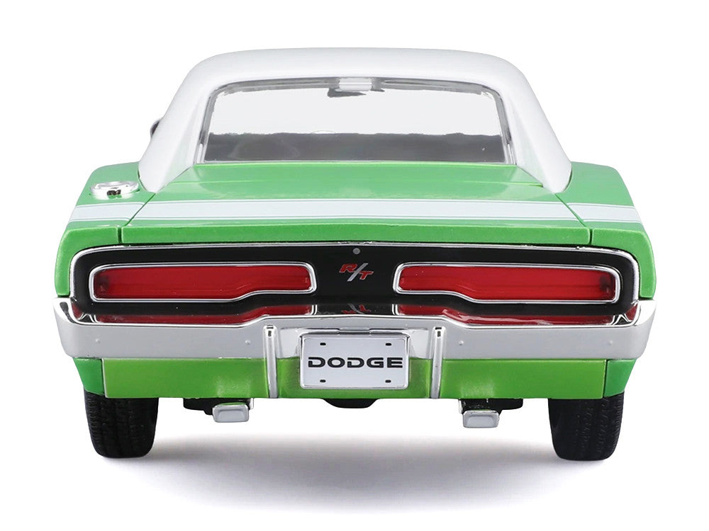 1969 Dodge Charger R/T Green Metallic with White Top and Tail Stripe "Special Edition" Series 1/18 Diecast Model Car by Maisto Maisto