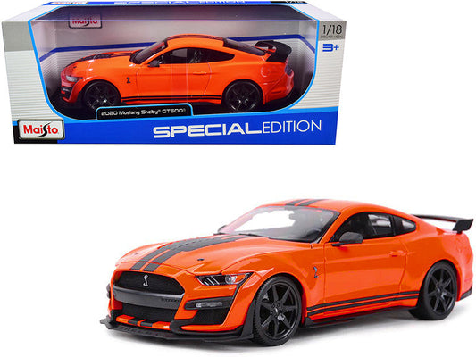 2020 Ford Mustang Shelby GT500 Orange with Black Stripes "Special Edition" 1/18 Diecast Model Car by Maisto Maisto