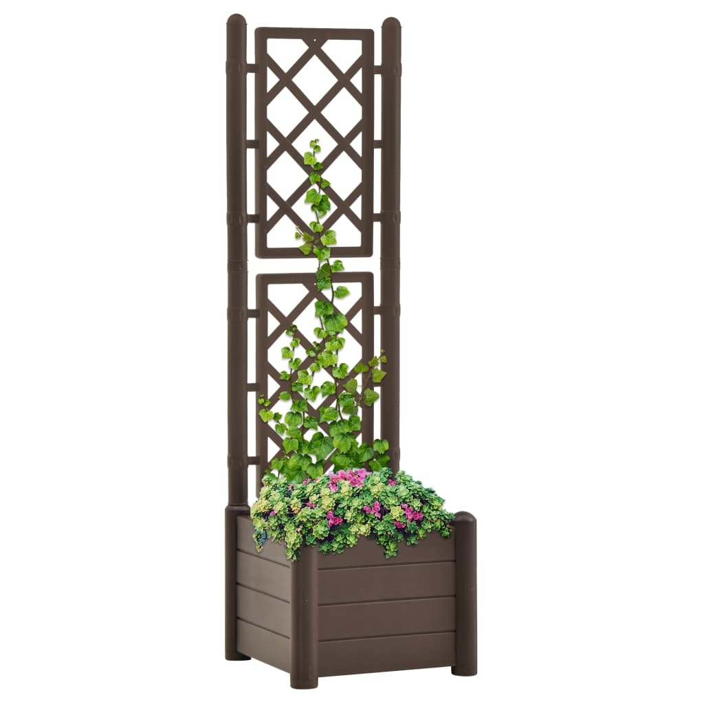 Garden Planter with Trellis 16.9"x16.9"x55.9" PP Mocha W2B