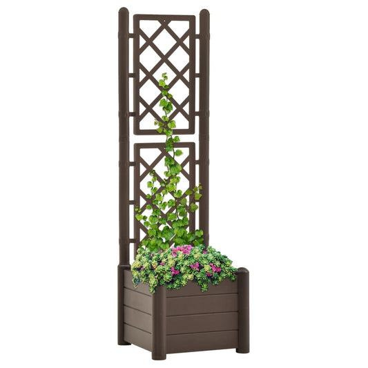Garden Planter with Trellis 16.9"x16.9"x55.9" PP Mocha W2B