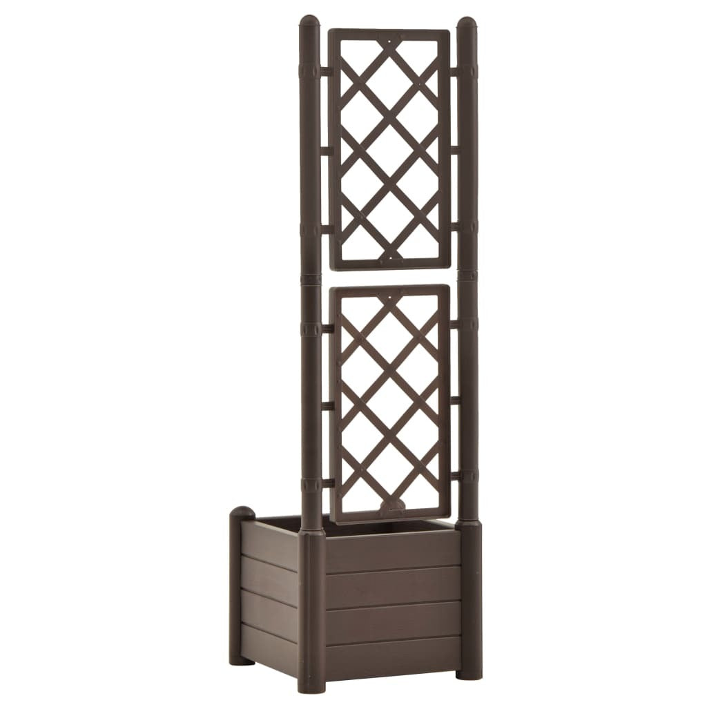 Garden Planter with Trellis 16.9"x16.9"x55.9" PP Mocha W2B