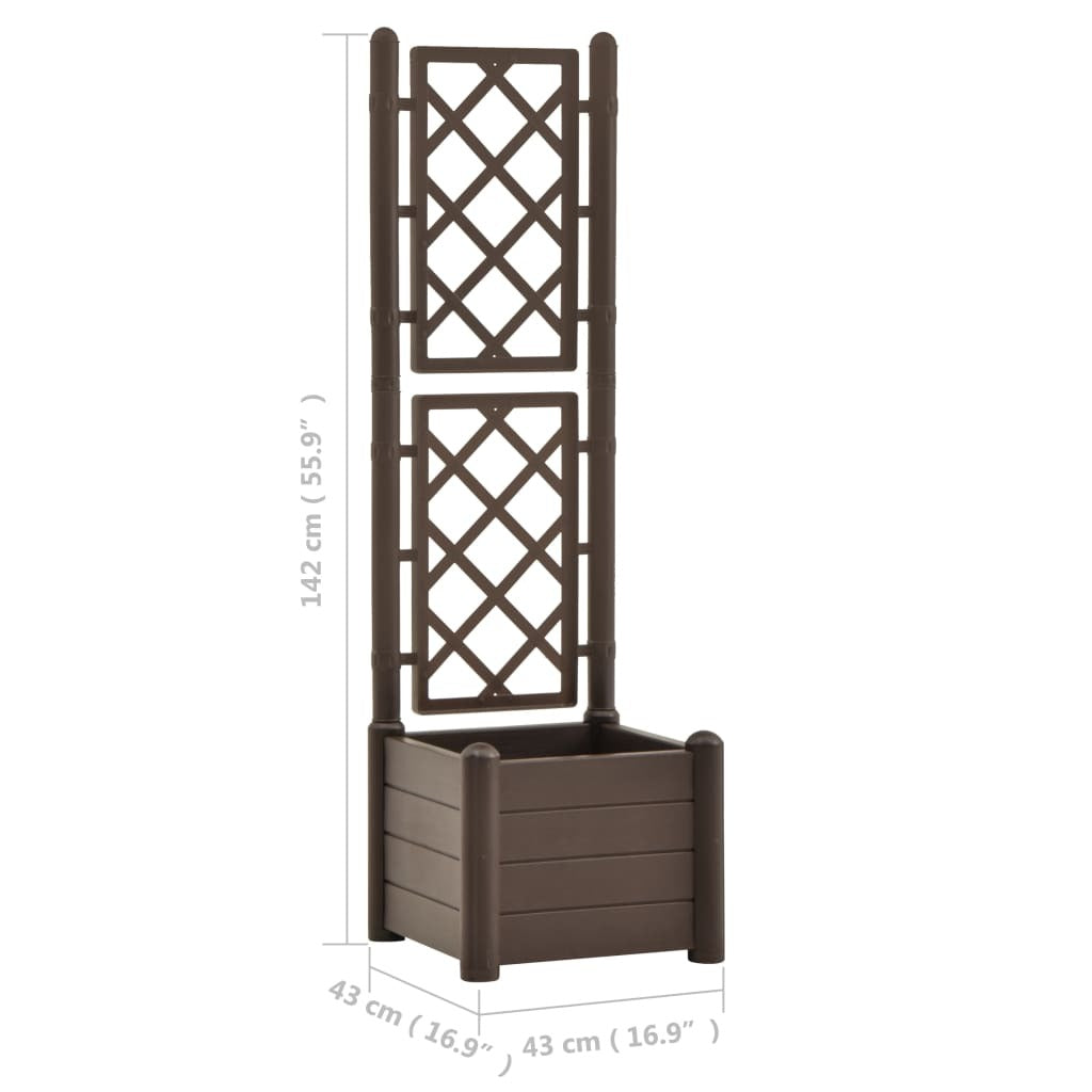 Garden Planter with Trellis 16.9"x16.9"x55.9" PP Mocha W2B