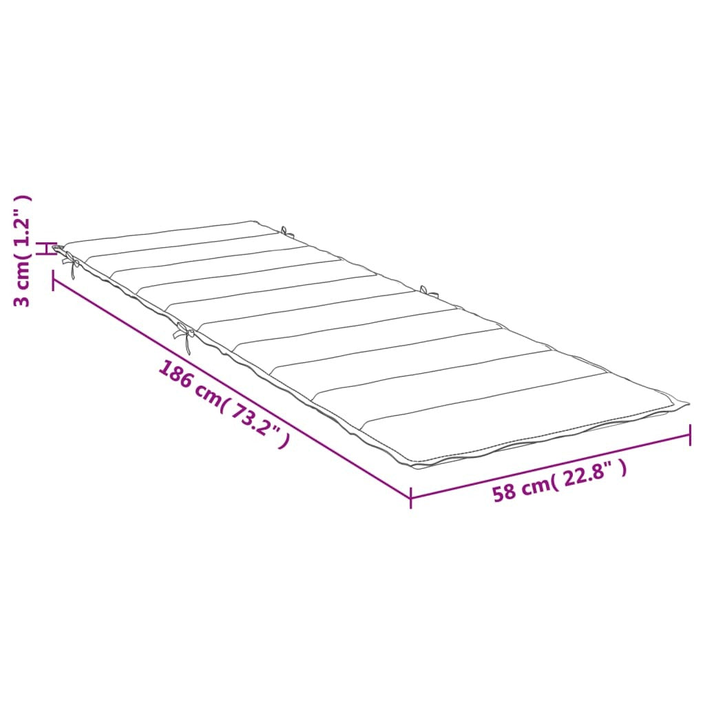 Sun Lounger Cushion Cream 73.2"x22.8"x1.6" Oxford Fabric W2B