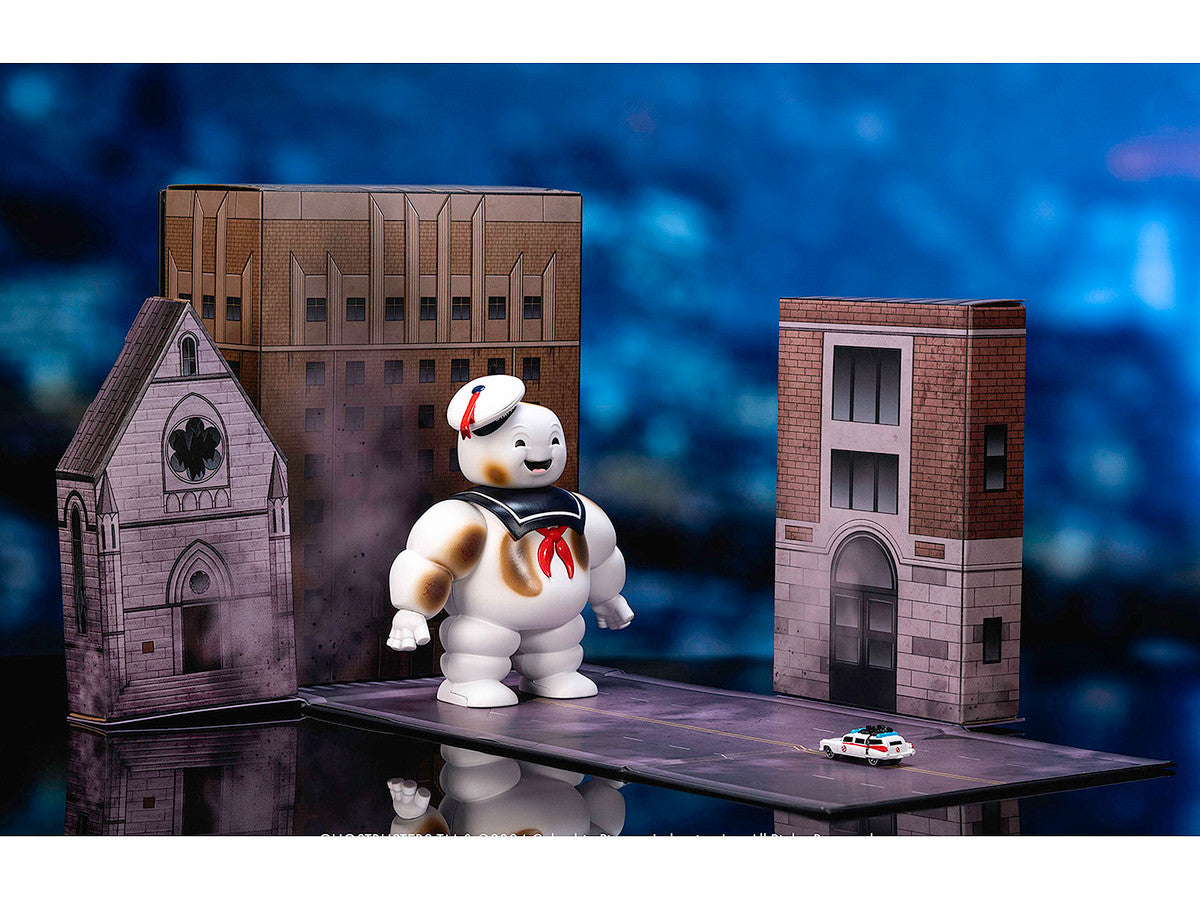 "Ghostbusters" 6" Stay Puft Marshmallow Man Figure with Nano Ecto-1 Car Diorama Set "Ghostbusters" (1984) Movie "Next Level" Series Model by Jada Jada