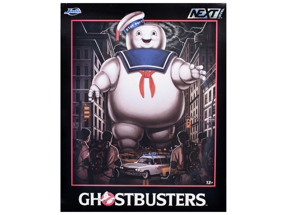 "Ghostbusters" 6" Stay Puft Marshmallow Man Figure with Nano Ecto-1 Car Diorama Set "Ghostbusters" (1984) Movie "Next Level" Series Model by Jada Jada
