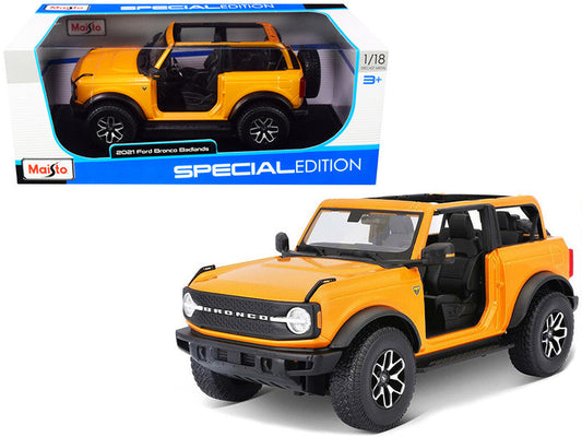 2021 Ford Bronco Badlands Orange Metallic "Special Edition" 1/18 Diecast Model Car by Maisto Maisto