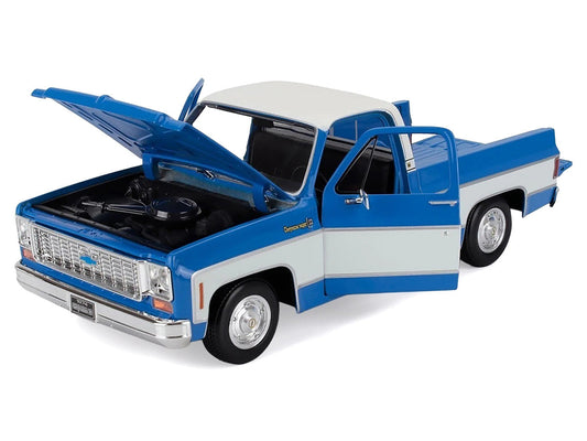 1974 Chevrolet C10 Cheyenne Super Pickup Truck Blue and White "Special Edition" Series 1/18 Diecast Model Car by Maisto Maisto