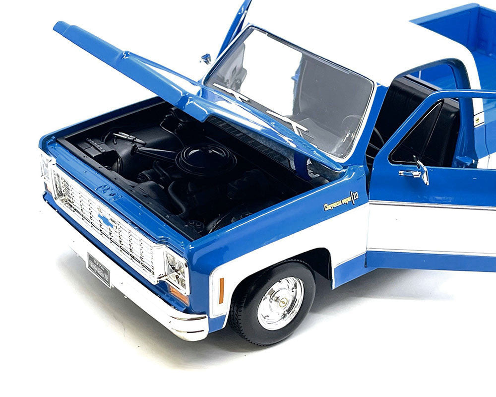 1974 Chevrolet C10 Cheyenne Super Pickup Truck Blue and White "Special Edition" Series 1/18 Diecast Model Car by Maisto Maisto