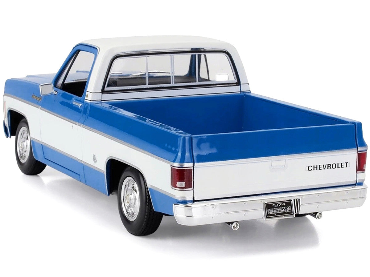 1974 Chevrolet C10 Cheyenne Super Pickup Truck Blue and White "Special Edition" Series 1/18 Diecast Model Car by Maisto Maisto