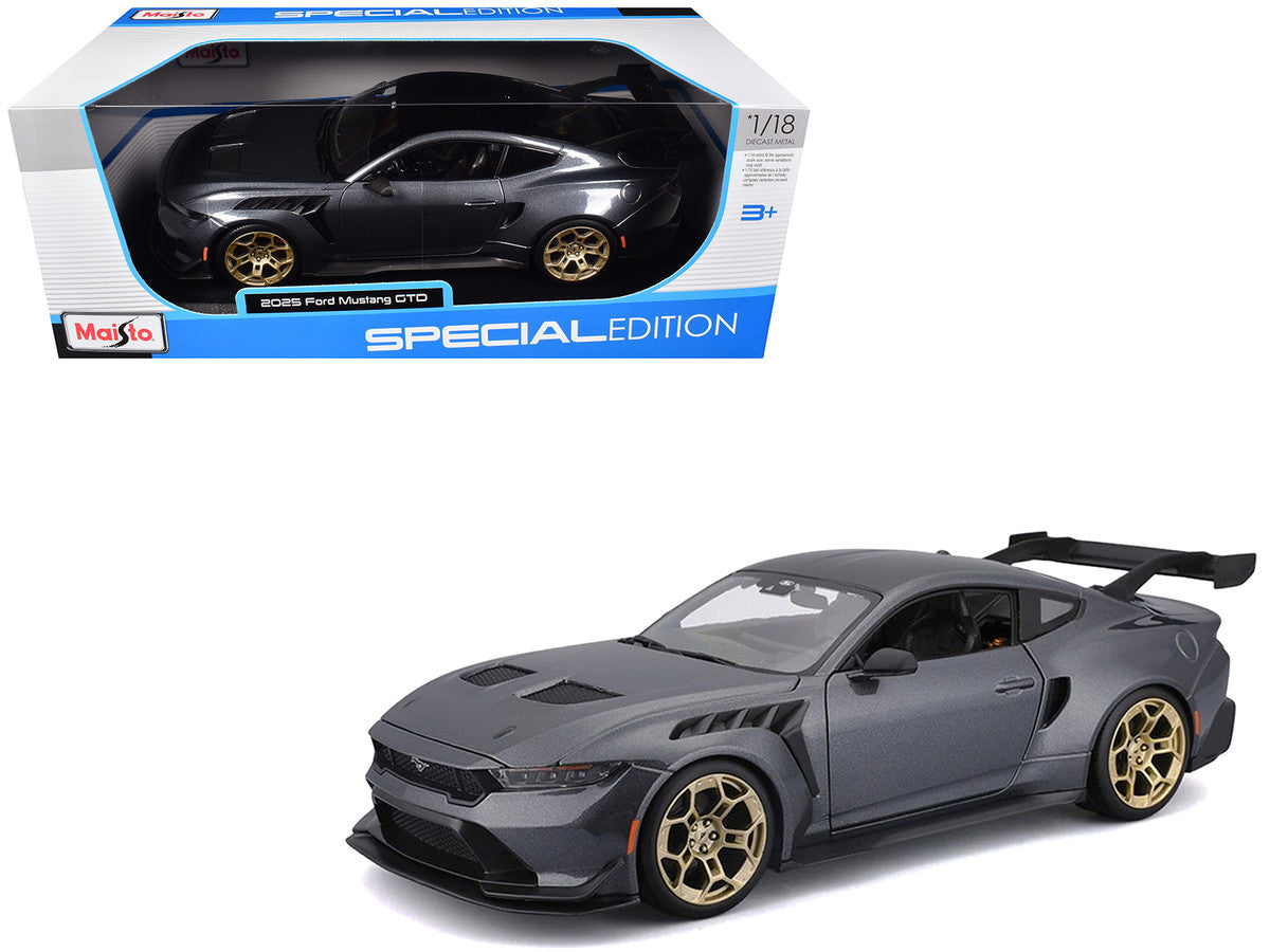 2025 Ford Mustang GTD Dark Gray Metallic with Black Top "Special Edition" Series 1/18 Diecast Model Car by Maisto Maisto