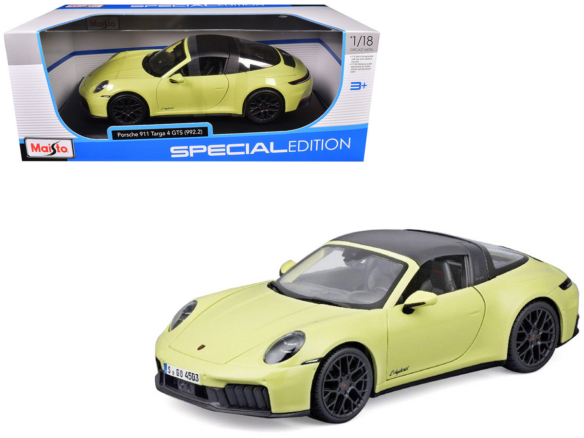 Porsche 911 Targa 4 GTS (992.2) Yellow with Black Top "Special Edition" Series 1/18 Diecast Model Car by Maisto Maisto