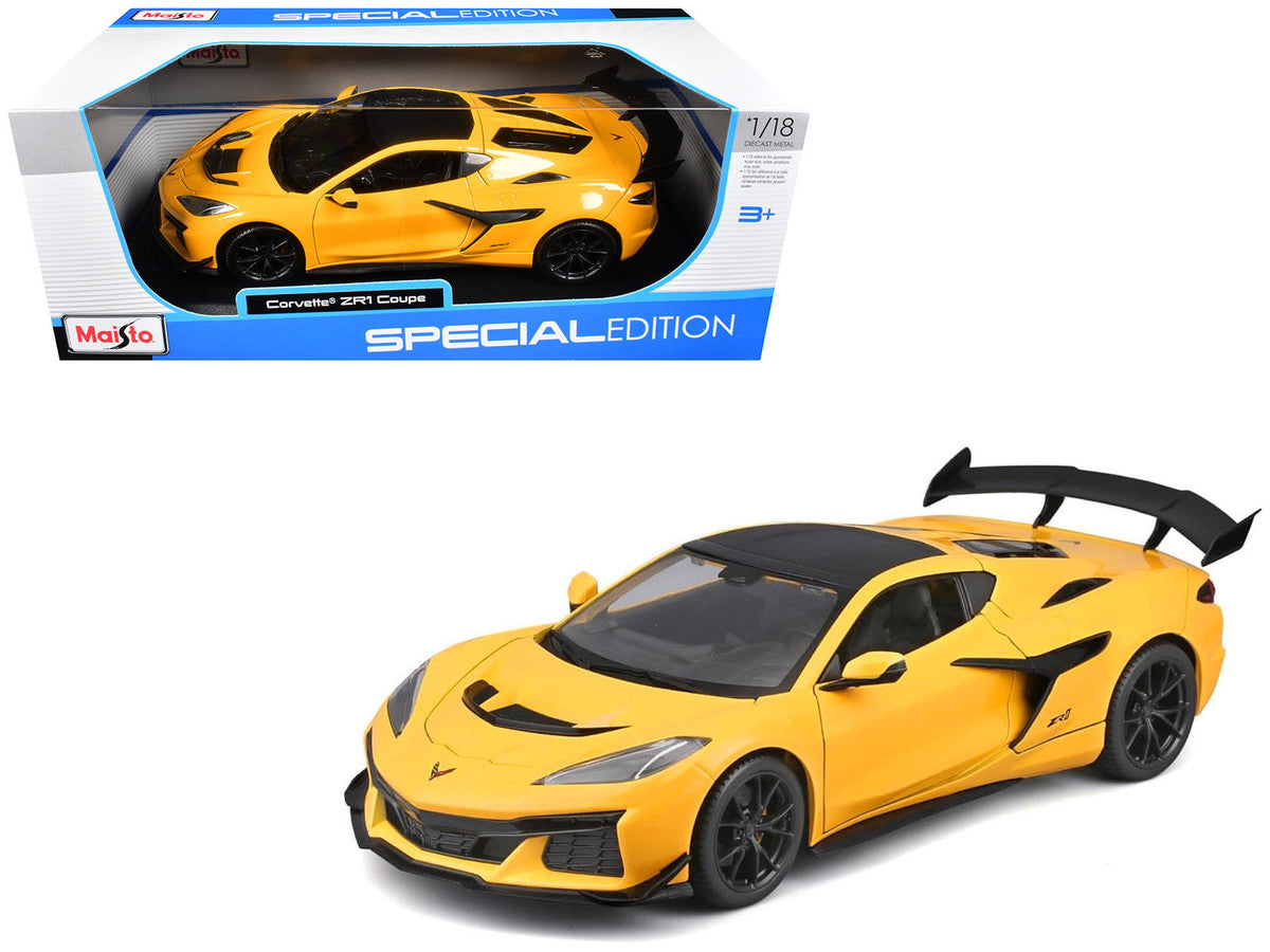 Chevrolet Corvette ZR1 Coupe Yellow with Carbon Top "Special Edition" Series 1/18 Diecast Model Car by Maisto Maisto