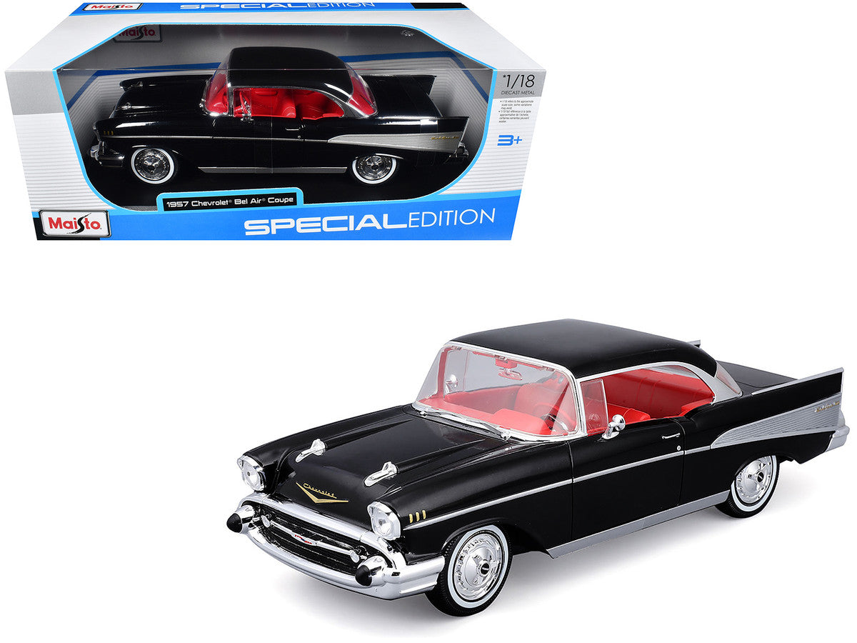1957 Chevrolet Bel Air Coupe Black with Red Interior "Special Edition" Series 1/18 Diecast Model Car by Maisto Maisto