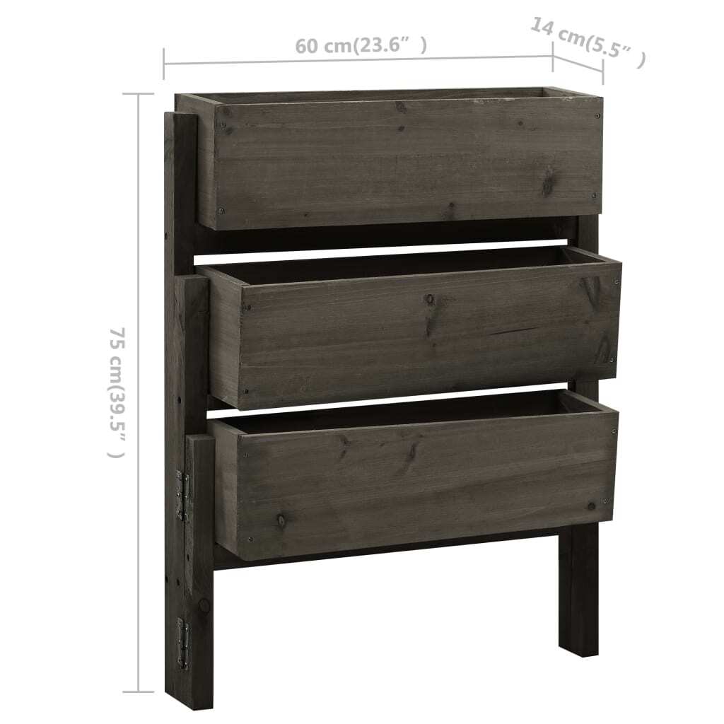 Garden Folding Planter Gray 23.6"x5.5"x29.5" Solid Firwood W2B