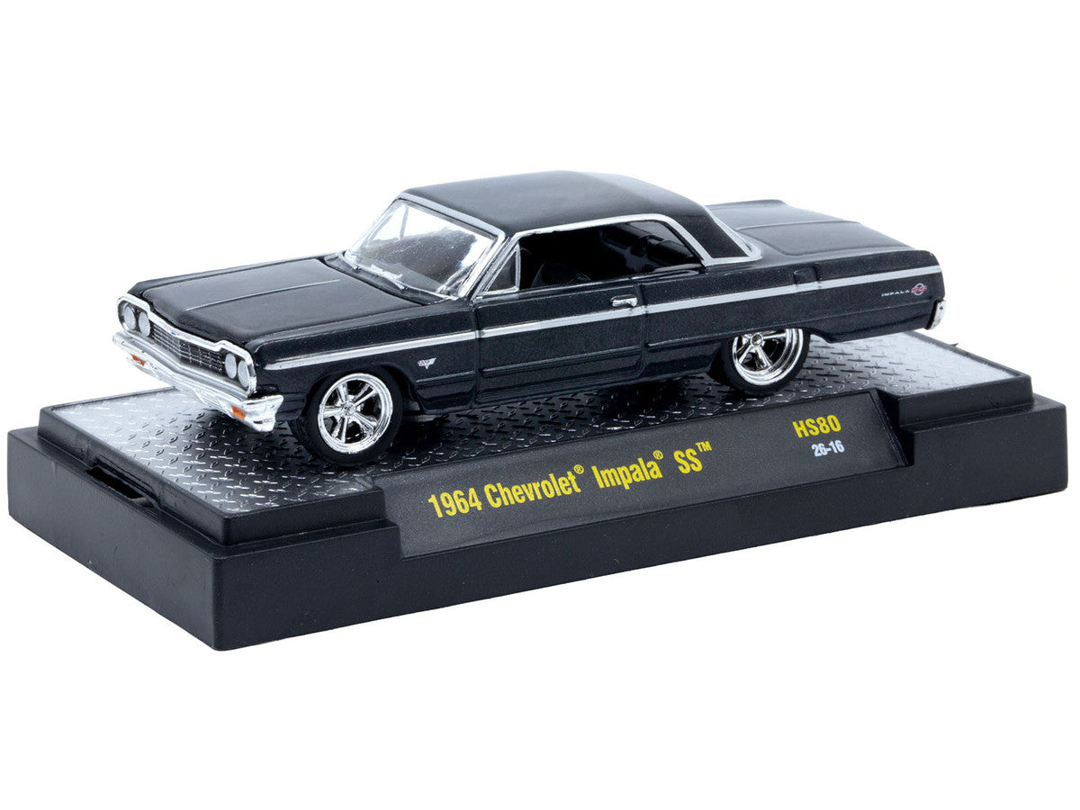 1964 Chevrolet Impala SS Black Metallic Limited Edition to 14102 pieces Worldwide 1/64 Diecast Model Car by M2 Machines M2