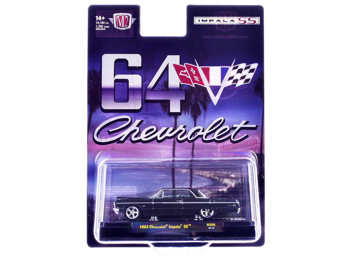1964 Chevrolet Impala SS Black Metallic Limited Edition to 14102 pieces Worldwide 1/64 Diecast Model Car by M2 Machines M2
