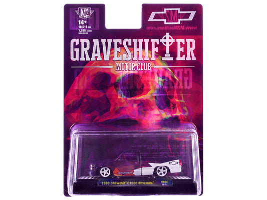 1990 Chevrolet C1500 Silverado Pickup Truck "Graveshifter Motor Club" Purple with Graphics and 3D Glasses Limited Edition to 18018 pieces Worldwide 1/64 Diecast Model Car by M2 Machines M2