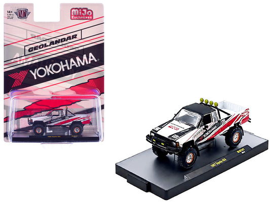1985 Toyota SR5 4×4 Pickup Truck #85 "Yokohama" White with Black Top and Red and Black Graphics Limited Edition to 8250 pieces Worldwide 1/64 Diecast Model Car by M2 Machines M2
