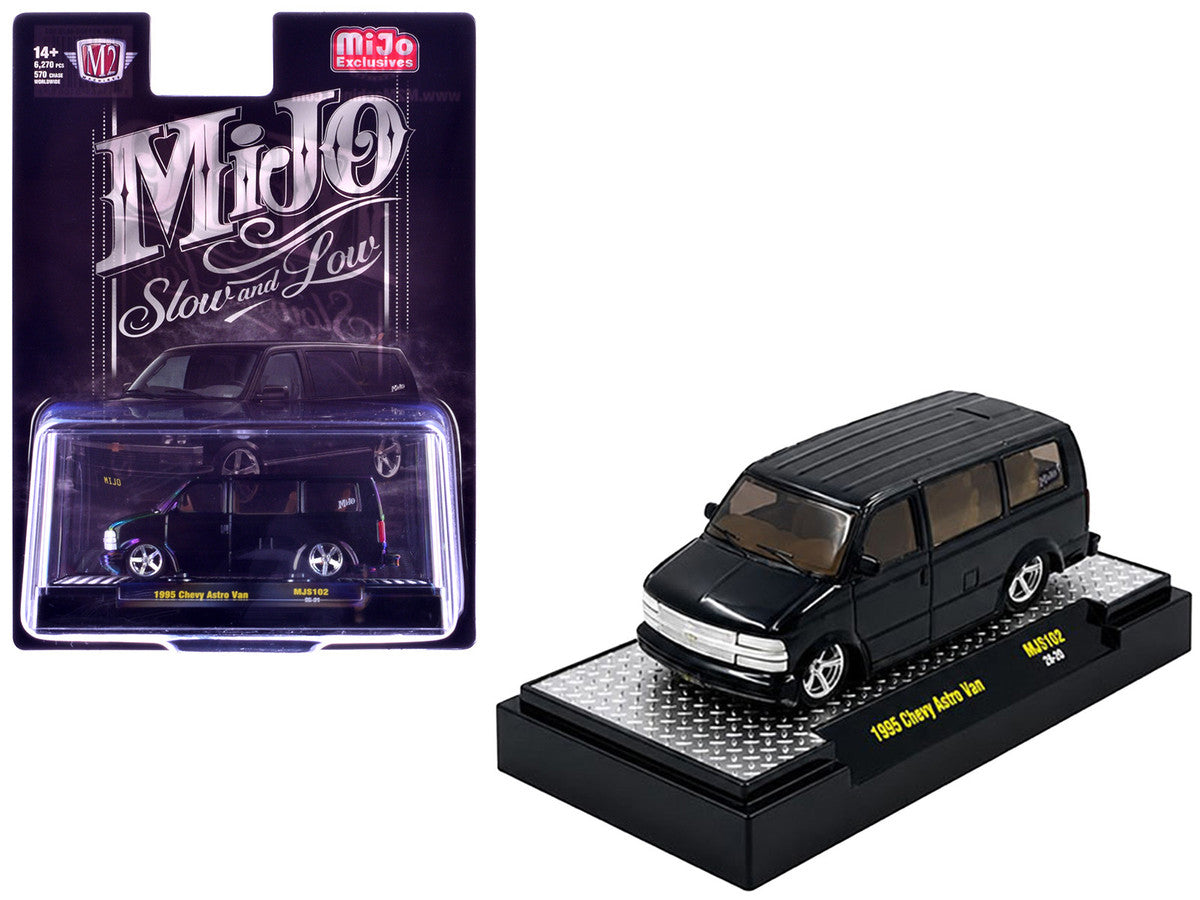 1995 Chevrolet Astro Van "Slow & Low" Black Limited Edition to 6720 pieces Worldwide 1/64 Diecast Model Car by M2 Machines M2