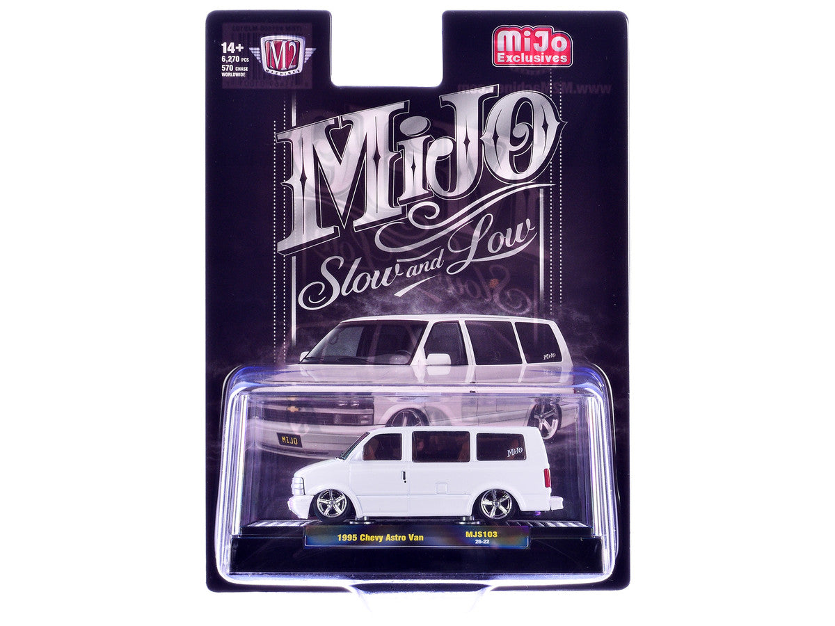 1995 Chevrolet Astro Van "Slow & Low" White Limited Edition to 6720 pieces Worldwide 1/64 Diecast Model Car by M2 Machines M2