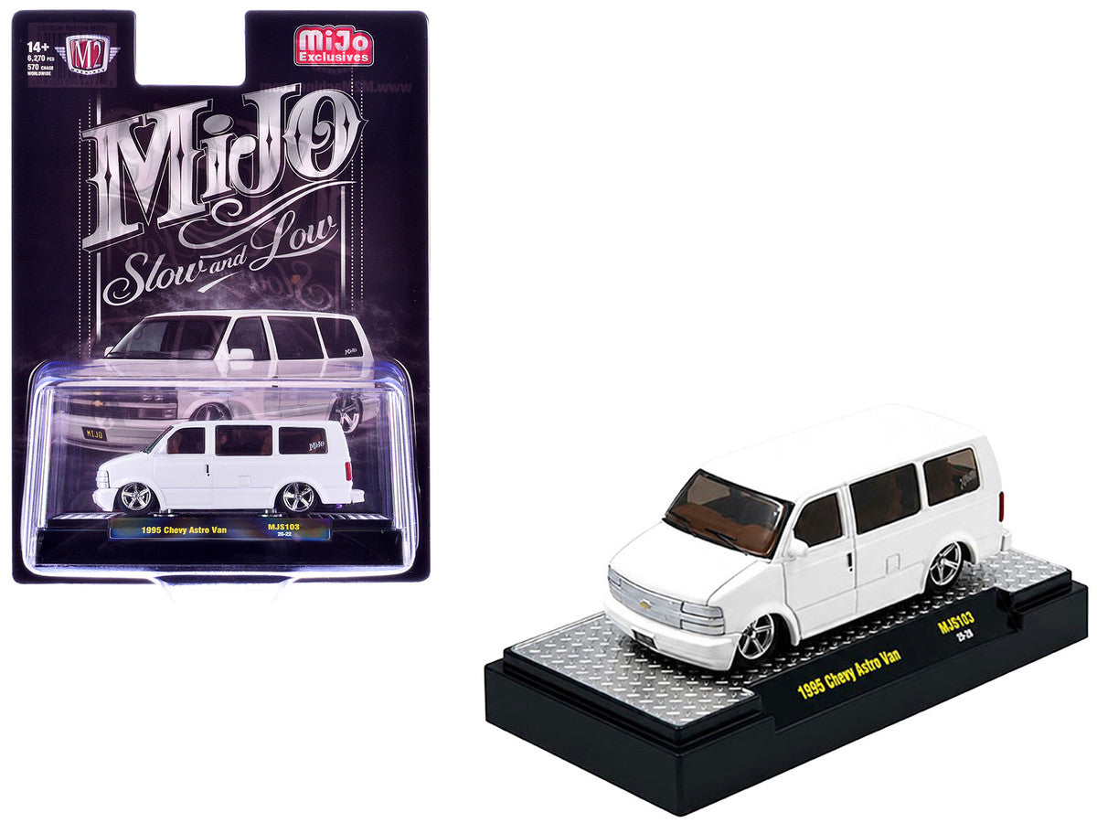 1995 Chevrolet Astro Van "Slow & Low" White Limited Edition to 6720 pieces Worldwide 1/64 Diecast Model Car by M2 Machines M2