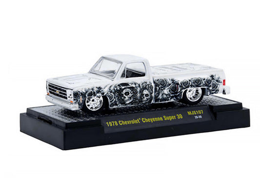 1978 Chevrolet Cheyenne Super 30 Pickup Truck "Dia De Los Muertos" White with Graphics Limited Edition to 10560 pieces Worldwide 1/64 Diecast Model Car by M2 Machines M2