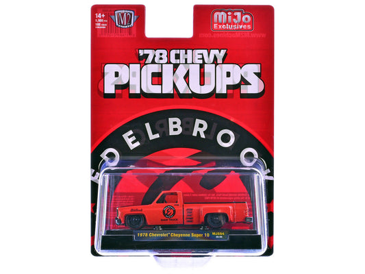 1978 Chevrolet Cheyenne Super 10 Pickup Truck "Edelbrock" Red with Black Hood Limited Edition to 9900 pieces Worldwide 1/64 Diecast Model Car by M2 Machines M2