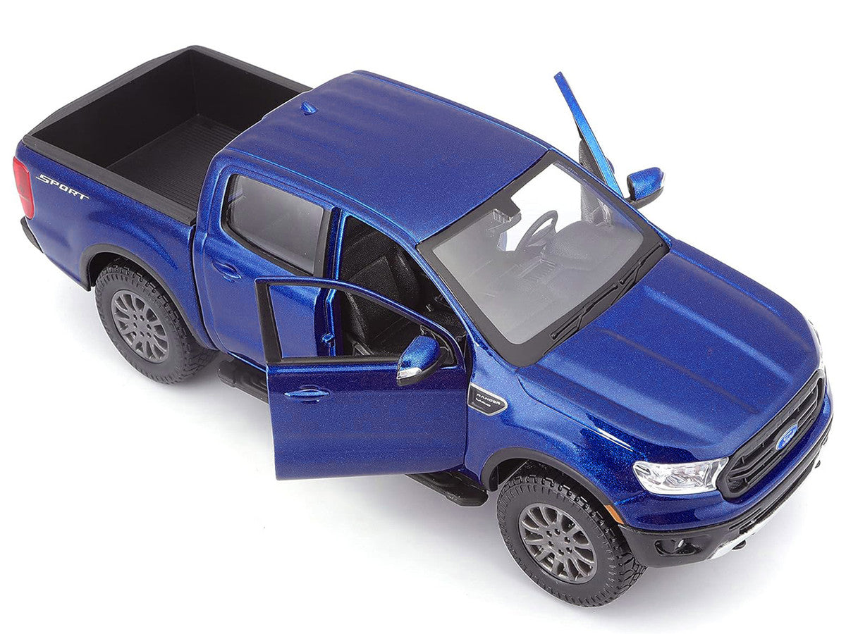 2019 Ford Ranger Lariat Sport Pickup Truck Dark Blue Metallic 1/27 Diecast Model Car by Maisto-1