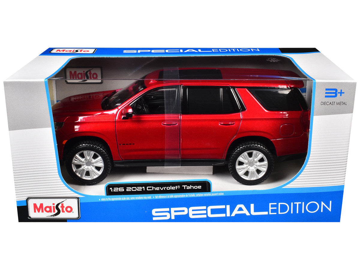 2021 Chevrolet Tahoe Red Metallic with Sunroof 1/24 Diecast Model Car by Maisto Maisto