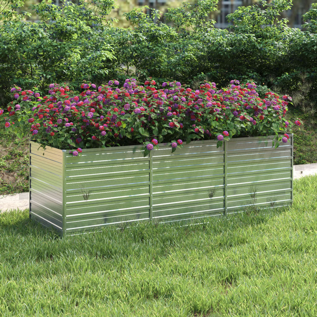 Garden Raised Bed 94.5"x31.5"x30.3" Galvanized Steel Silver W2B