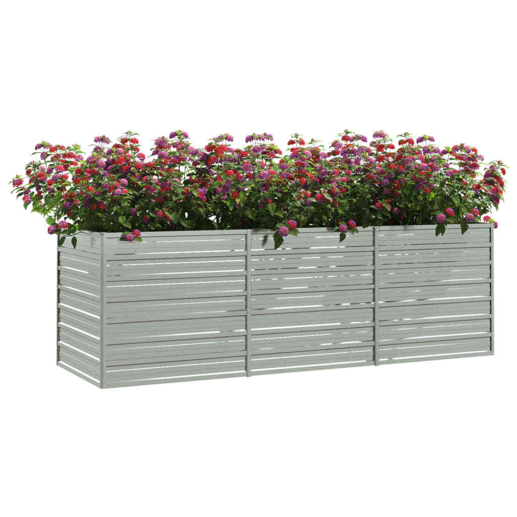 Garden Raised Bed 94.5"x31.5"x30.3" Galvanized Steel Silver W2B