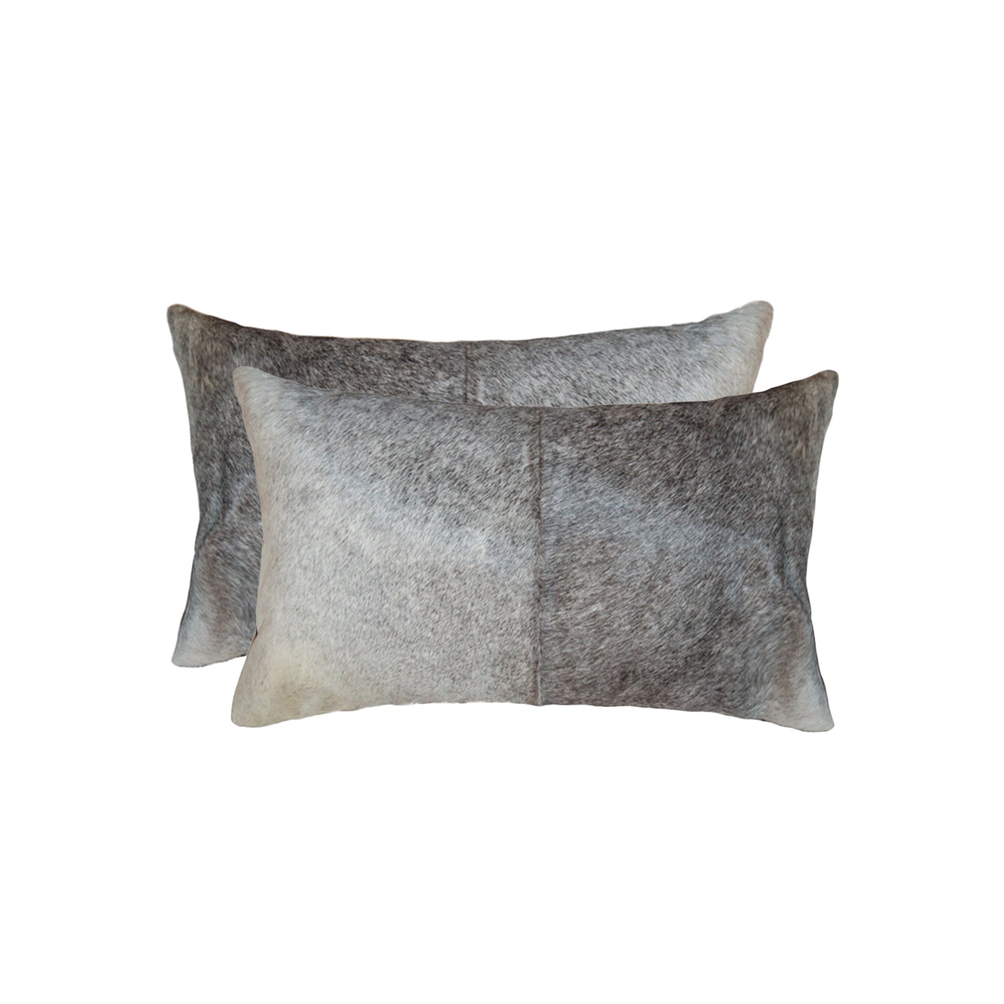 Set Of 2 Gray And White Natural Cowhide Pillows