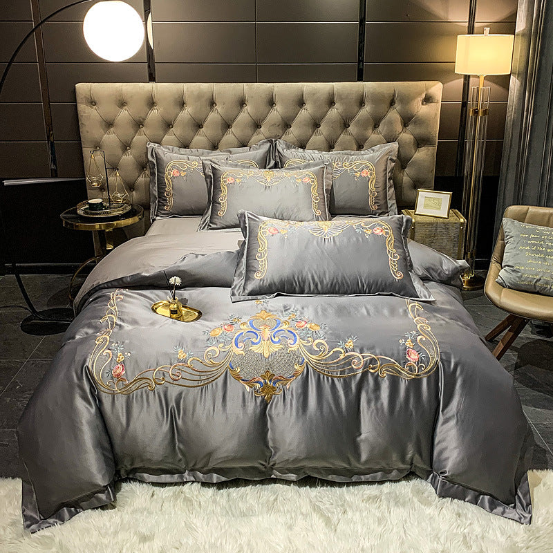 Four-Piece Embroidered Cotton Long-Staple Cotton Bedding