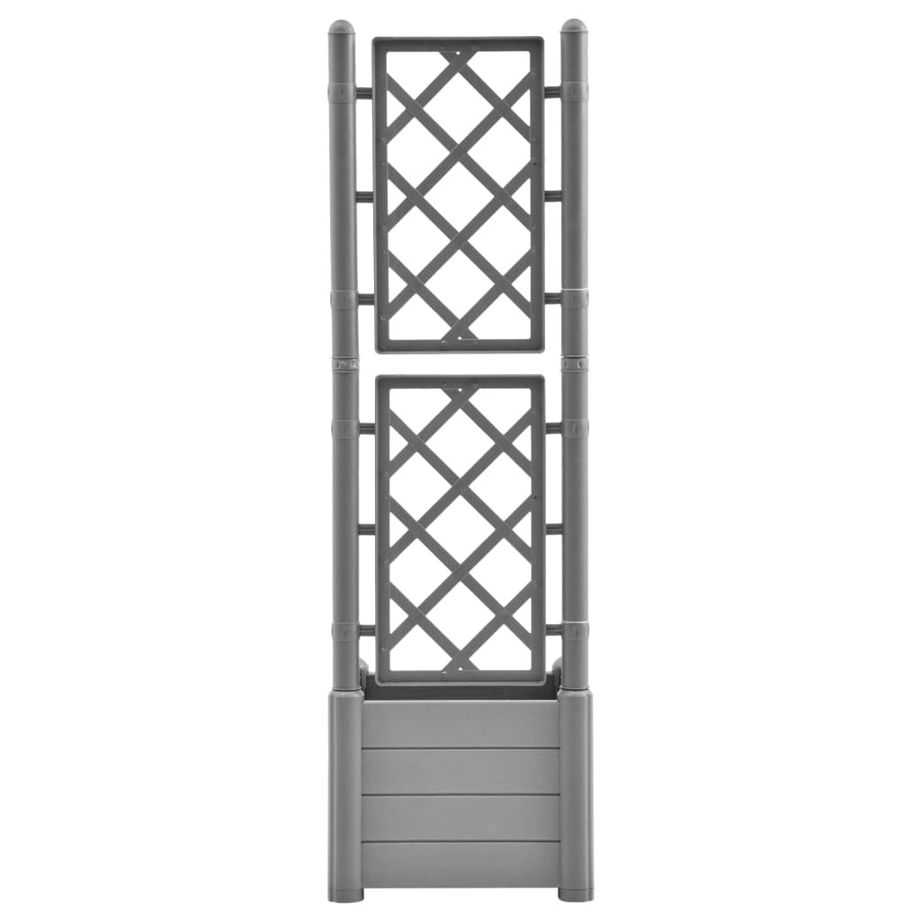 Garden Planter with Trellis 16.9"x16.9"x55.9" PP Stone Gray W2B