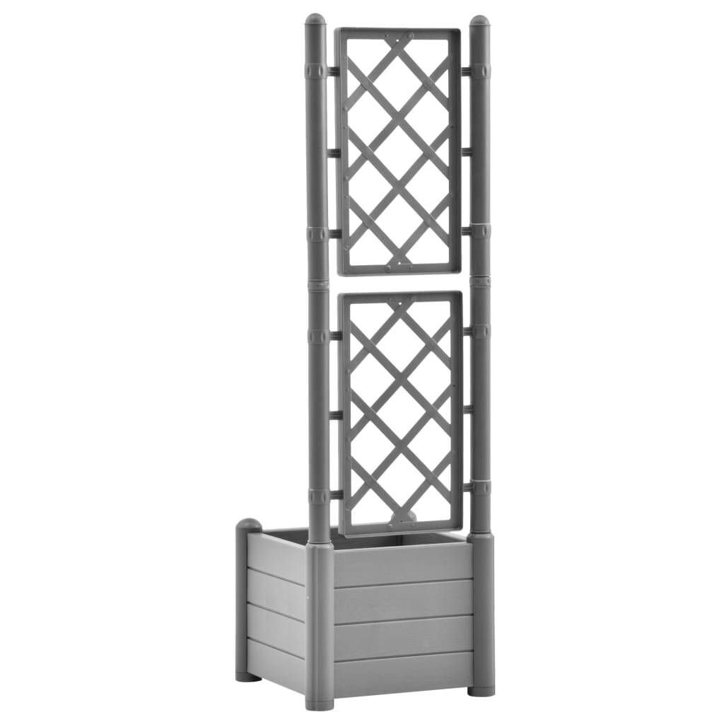 Garden Planter with Trellis 16.9"x16.9"x55.9" PP Stone Gray W2B
