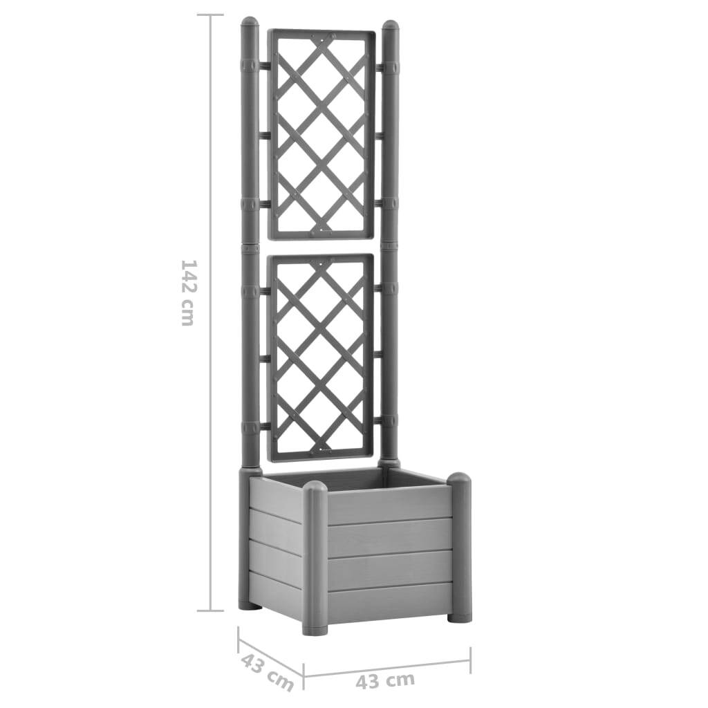 Garden Planter with Trellis 16.9"x16.9"x55.9" PP Stone Gray W2B