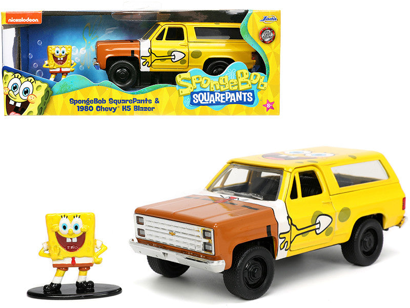 1980 Chevrolet K5 Blazer with SpongeBob SquarePants Diecast Figurine "Hollywood Rides" Series 1/32 Diecast Model Car by Jada Jada