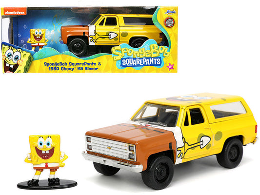 1980 Chevrolet K5 Blazer with SpongeBob SquarePants Diecast Figurine "Hollywood Rides" Series 1/32 Diecast Model Car by Jada Jada