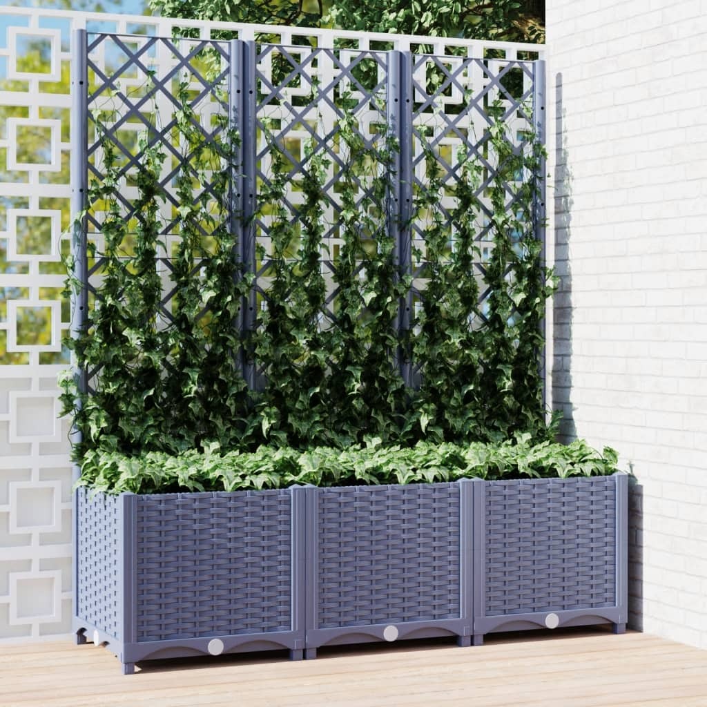 Garden Planter with Trellis Blue Gray 47.2"x15.7"x53.5" PP W2B