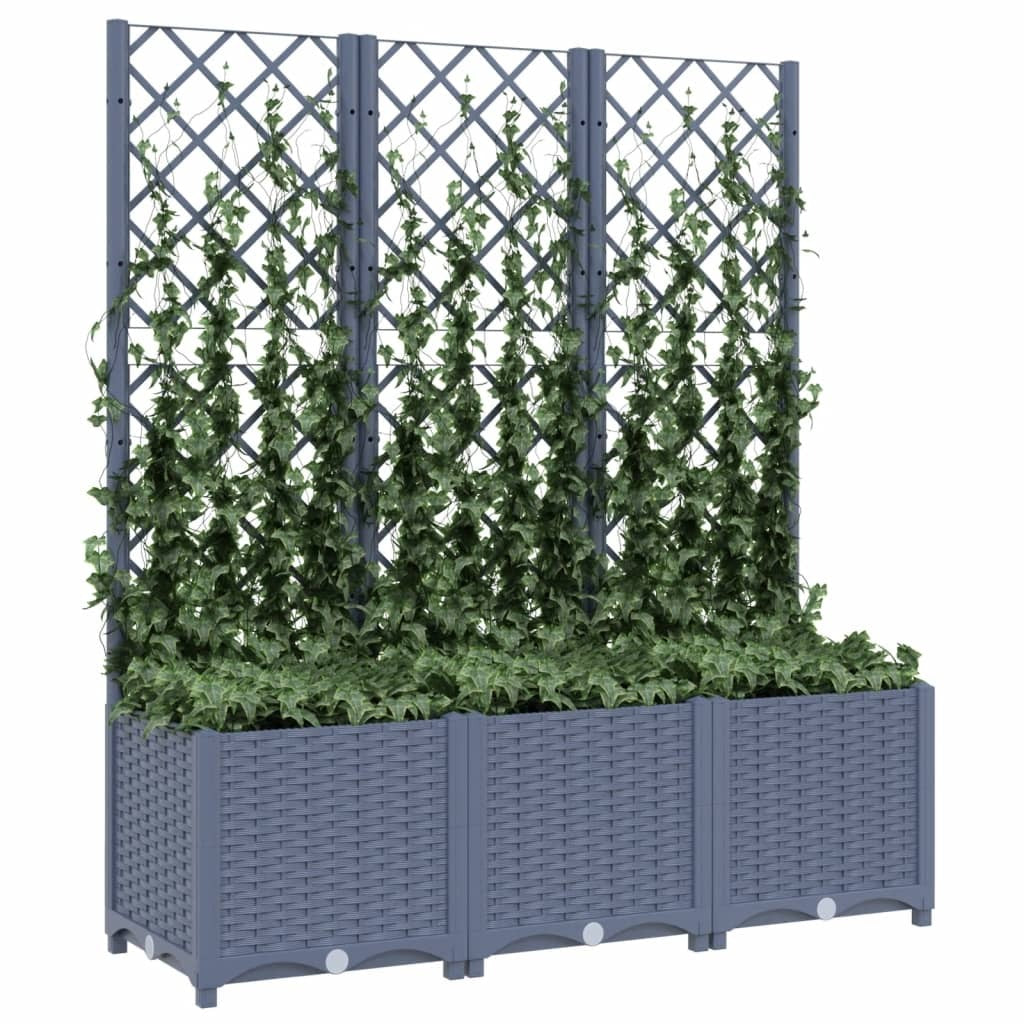 Garden Planter with Trellis Blue Gray 47.2"x15.7"x53.5" PP W2B