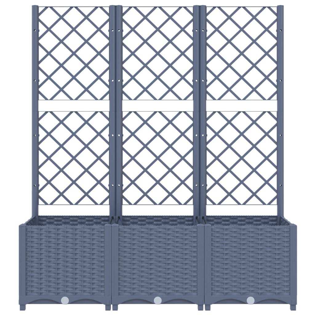 Garden Planter with Trellis Blue Gray 47.2"x15.7"x53.5" PP W2B