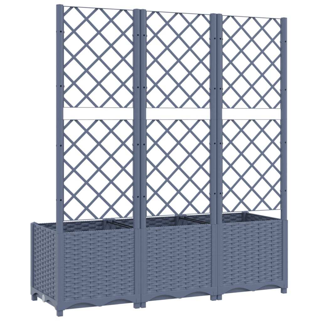 Garden Planter with Trellis Blue Gray 47.2"x15.7"x53.5" PP W2B