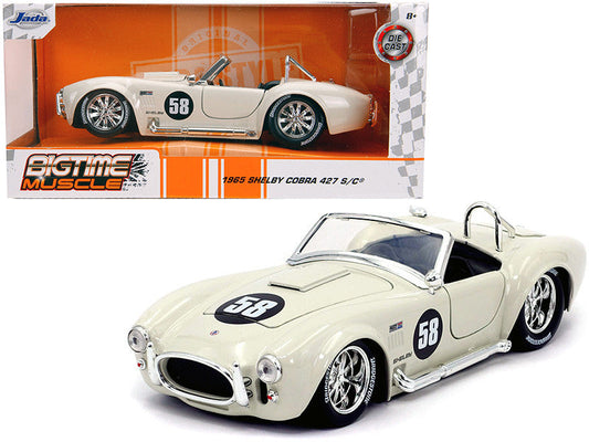 1965 Shelby Cobra 427 S/C #58 Cream "Bigtime Muscle" 1/24 Diecast Model Car by Jada Jada