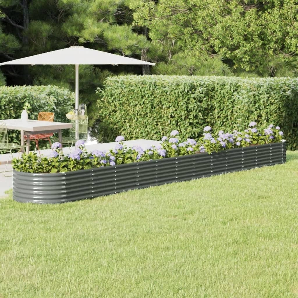 Garden Raised Bed Galvanized Steel 201.6"x31.5"x14.2" Gray W2B