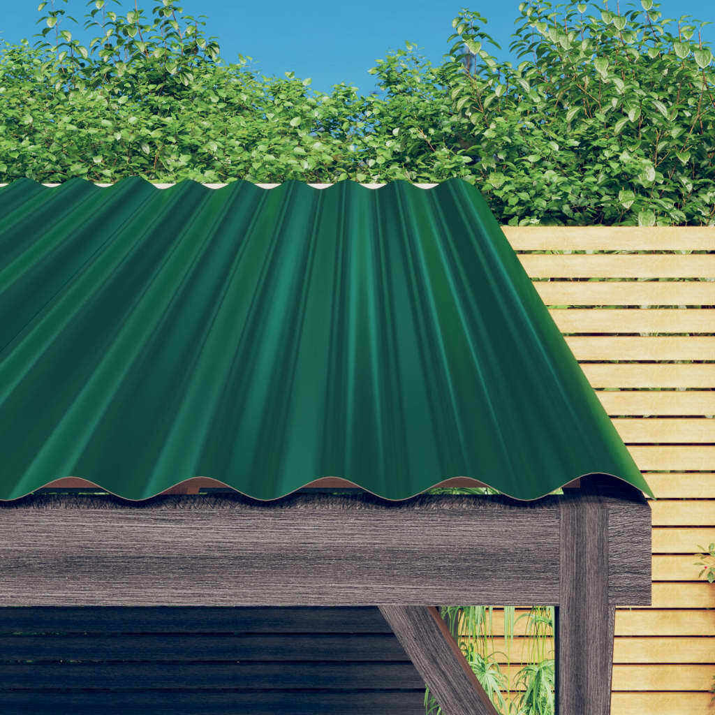 Roof Panels 12 pcs Galvanized Steel Green 31.5"x14.2" W2B