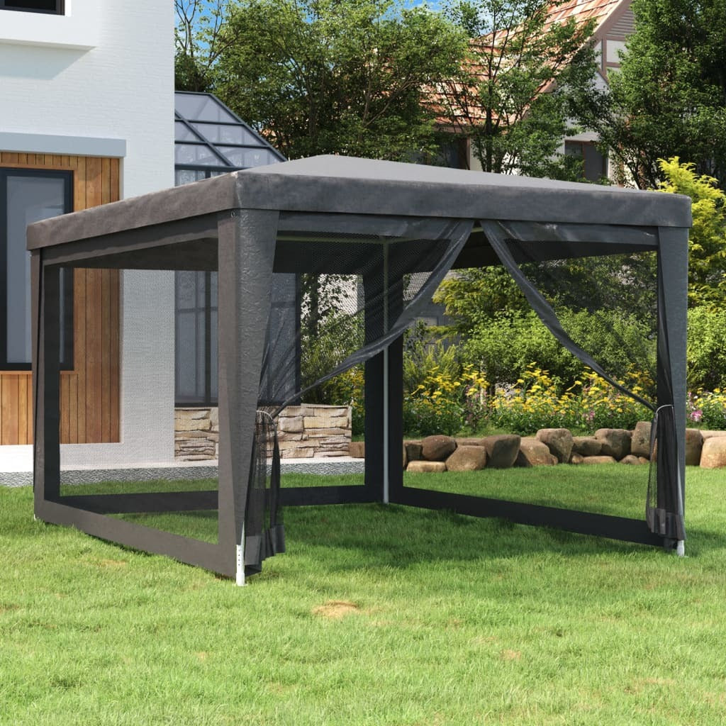 Party Tent with 4 Mesh Sidewalls Anthracite 9.8'x13.1' HDPE W2B