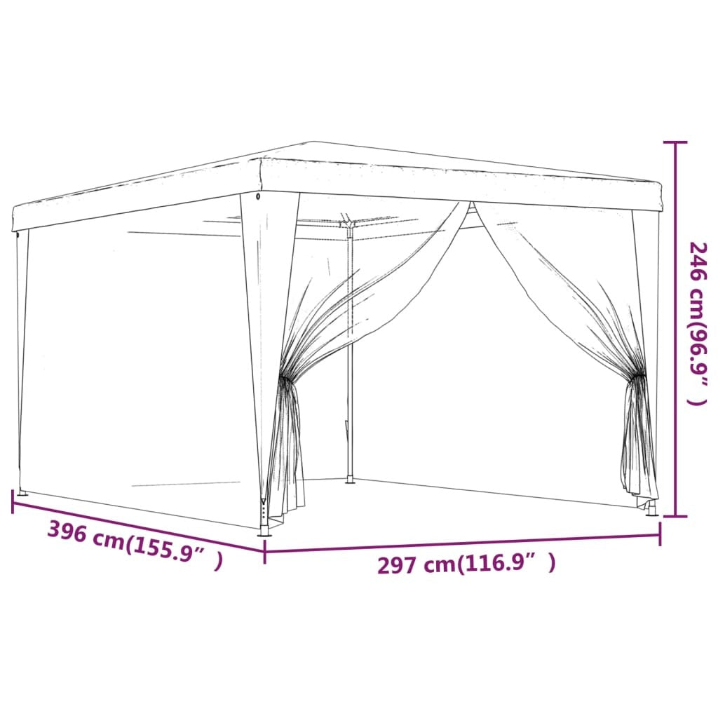 Party Tent with 4 Mesh Sidewalls Anthracite 9.8'x13.1' HDPE W2B