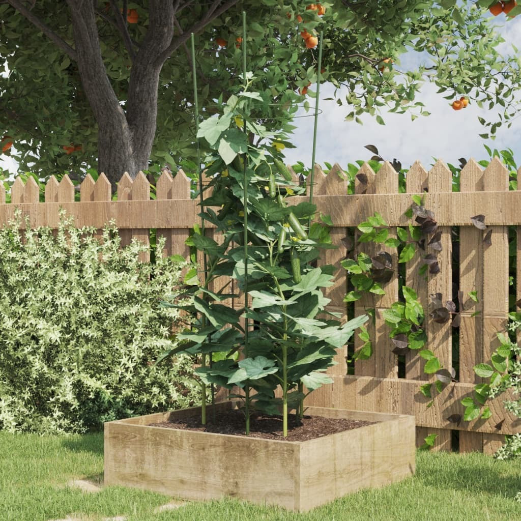 Garden Plant Supports with 4 Rings 5 pcs Green 35.4" Steel W2B