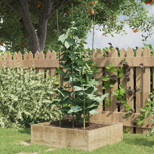Garden Plant Supports with 4 Rings 5 pcs Green 35.4" Steel W2B